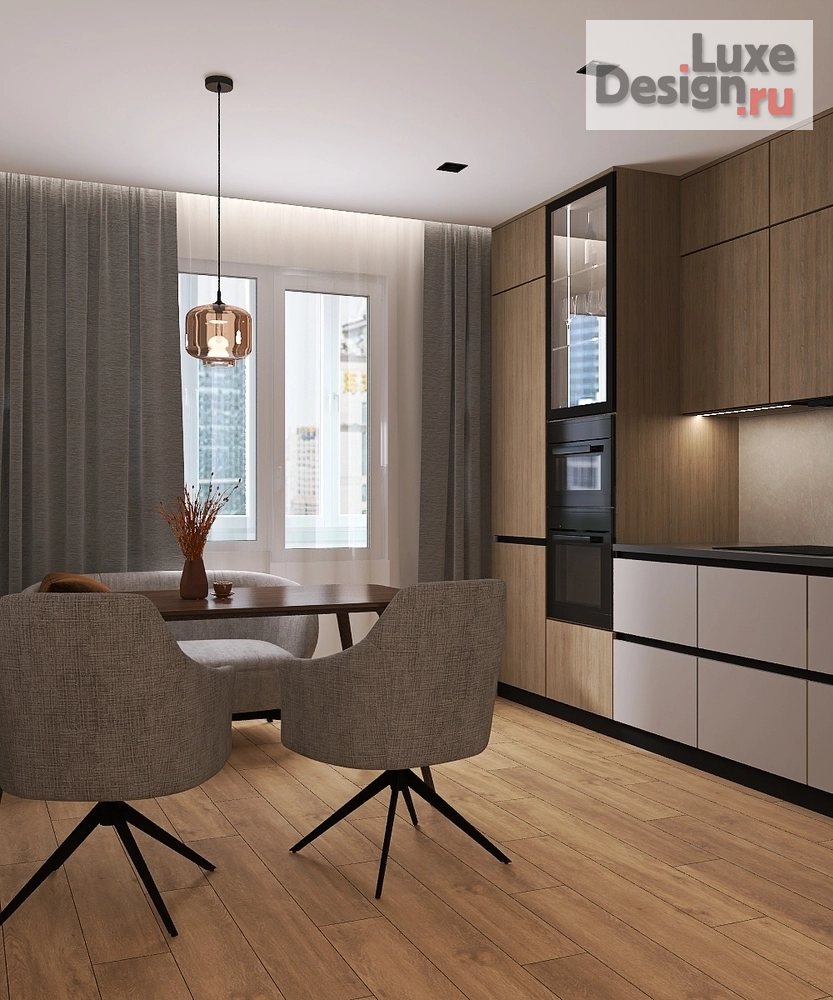 Дизайн интерьера двухкомнатной квартиры "Двухкомнатная квартира в темно-светлых оттенках" (фото 10)