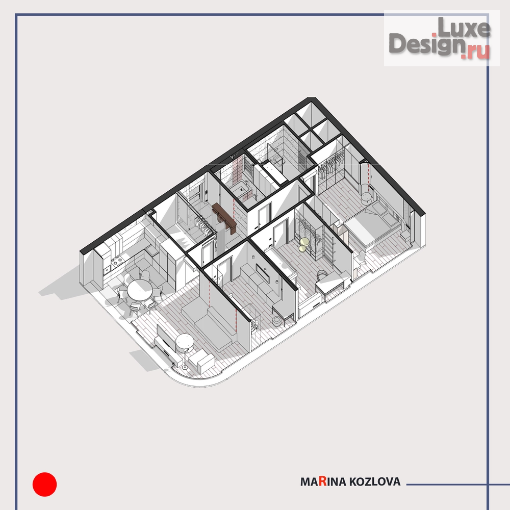 Дизайн интерьера трехкомнатной квартиры "Дизайн-проект интерьера квартиры в ЖК Символ" (фото 25)