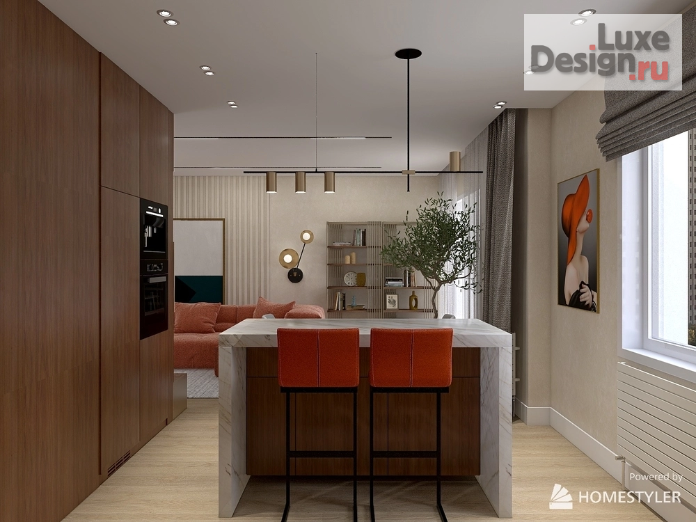 Дизайн интерьера трехкомнатной квартиры "Проект трехкомнатной квартиры для молодой пары с двумя детьми" (фото 2)