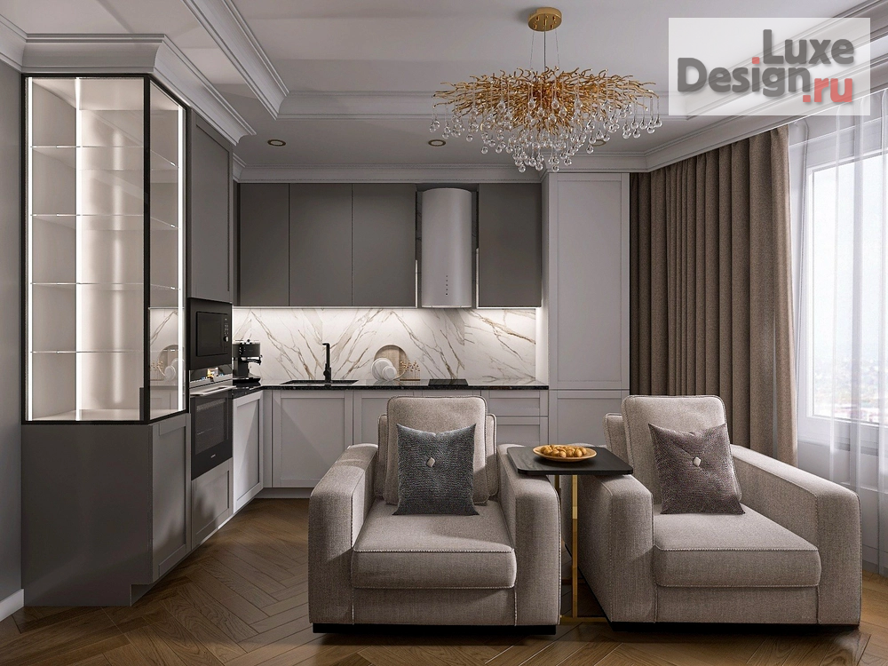 Дизайн интерьера трехкомнатной квартиры "Квартира в стиле современная классика с элементами арт-деко." (фото 1)