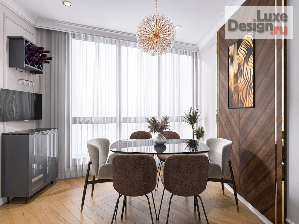 Дизайн интерьера трехкомнатной квартиры "Квартира в стиле современная классика с элементами арт-деко." (фото 4)