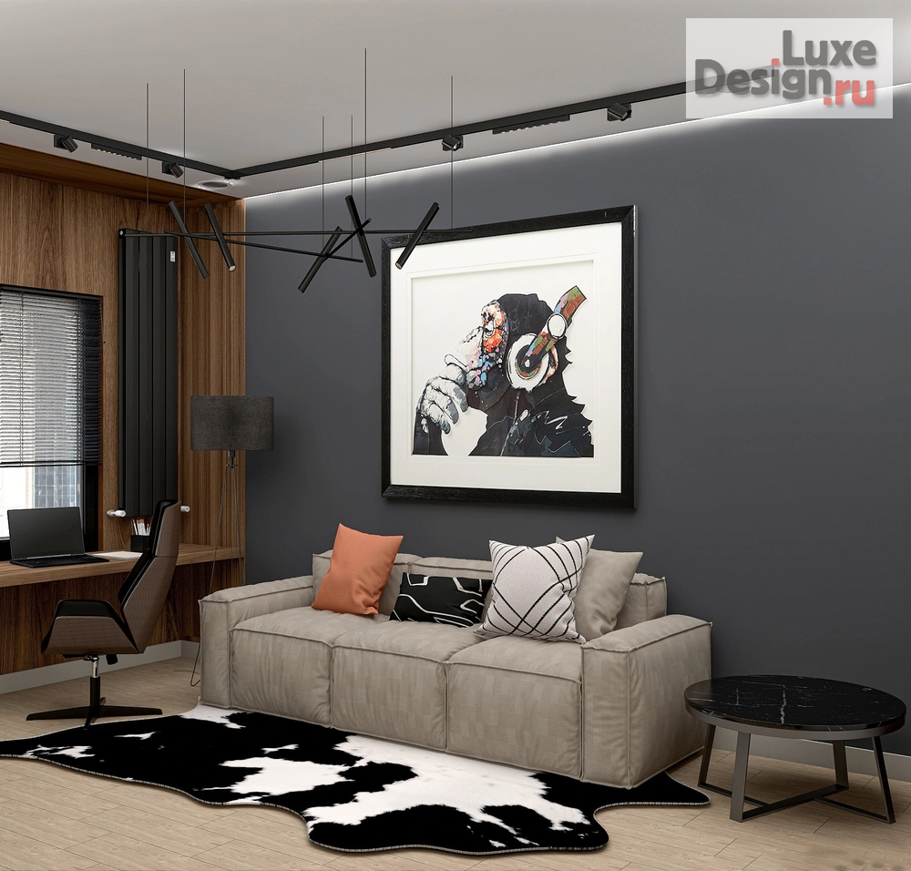 Дизайн интерьера трехкомнатной квартиры "Интерьер для стильного молодого мужчины" (фото 1)