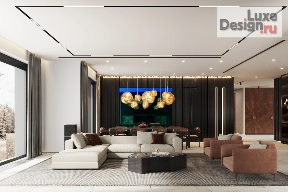 Дизайн интерьера загородного дома "Когда запрос: "Хотим как в дорогом отеле", но уютно и для жизни семьи с 4 детьми." (фото 2)