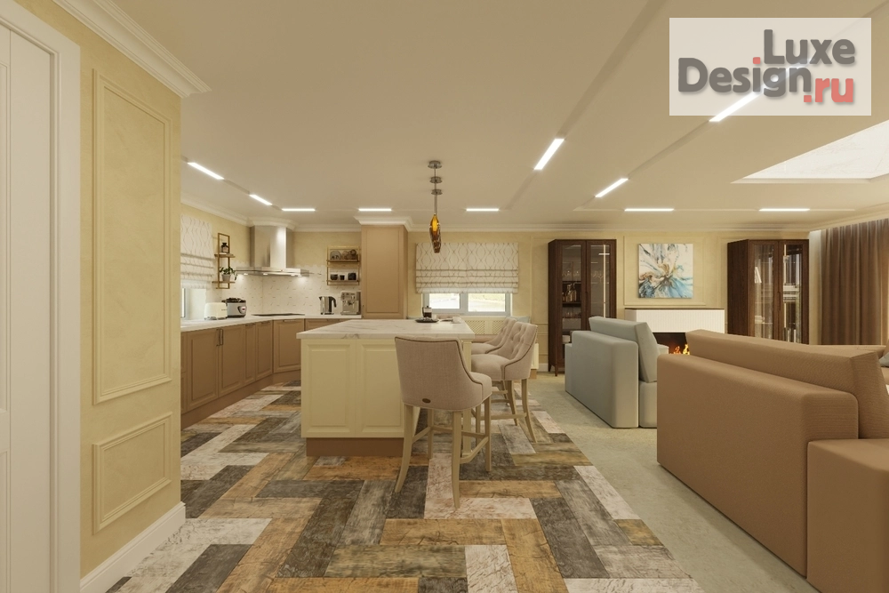 Дизайн интерьера частного дома "Гостиной-кухня в стиле Ар-деко" (фото 6)