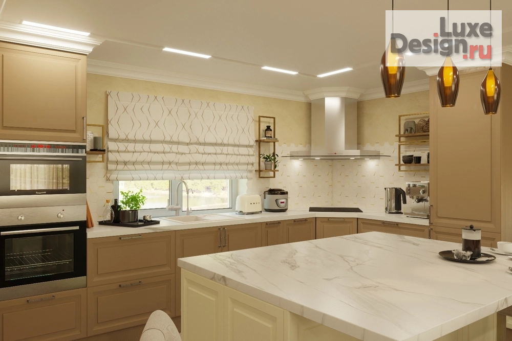 Дизайн интерьера частного дома "Гостиной-кухня в стиле Ар-деко" (фото 7)