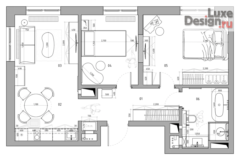 Дизайн интерьера двухкомнатной квартиры "Квартира с европейским винтажном в Шаболовский Residence Hall" (фото 3)