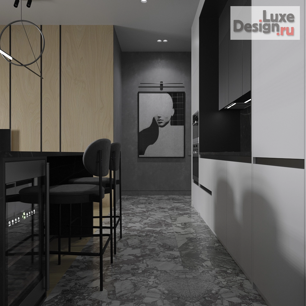 Дизайн интерьера апартаментов "Апартаменты в ЖК "Серебряный фонтан" в стиле минимализм" (фото 4)