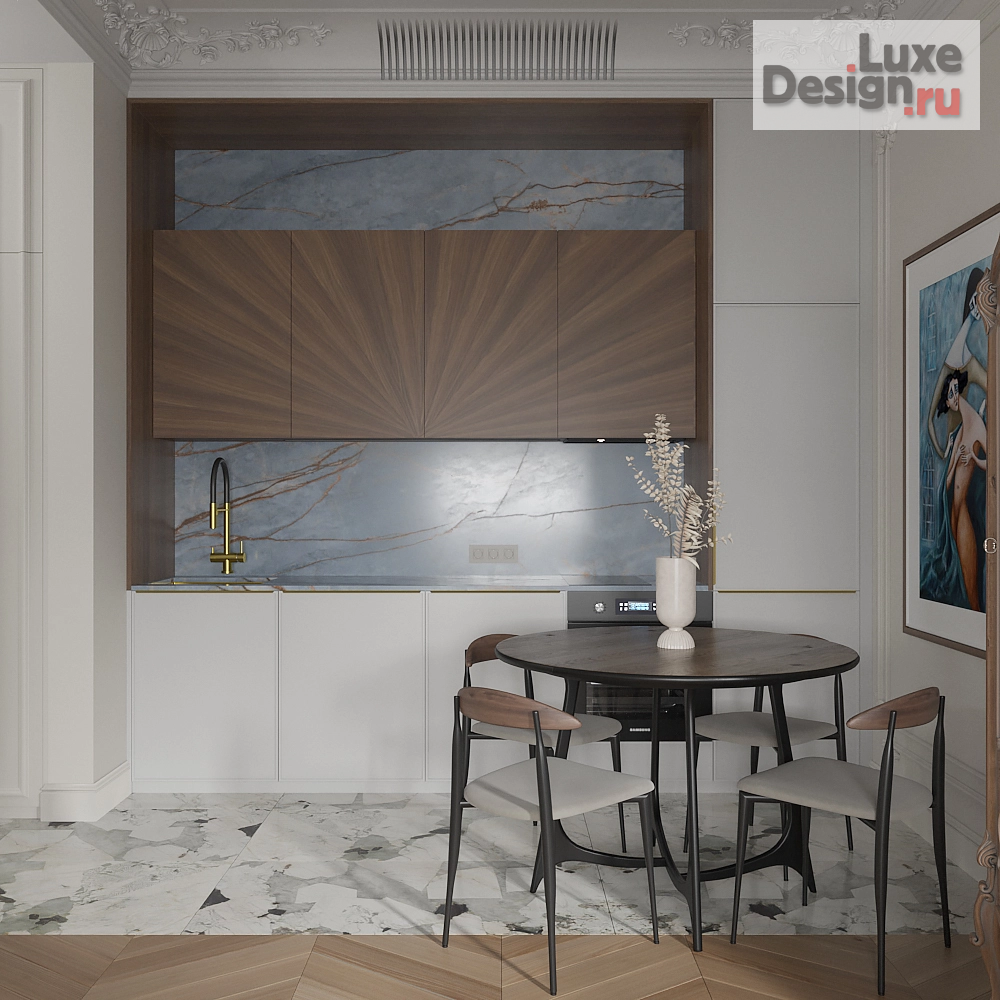 Дизайн интерьера двухкомнатной квартиры "Квартира с европейским винтажном в Шаболовский Residence Hall" (фото 7)