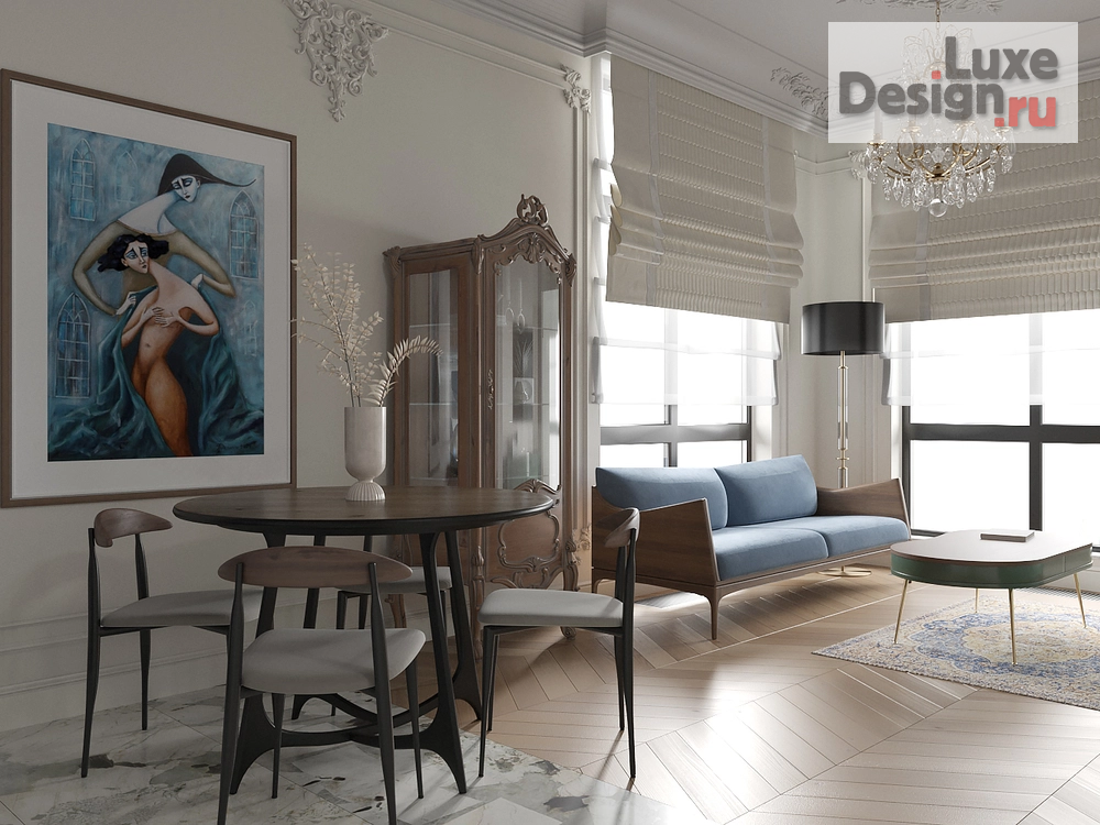 Дизайн интерьера двухкомнатной квартиры "Квартира с европейским винтажном в Шаболовский Residence Hall" (фото 10)