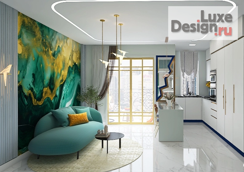 Дизайн интерьера трехкомнатной квартиры "Дизайн-проект трешки -люкс в г Хургада" (фото 2) от дизайнера Сембиева Медина Усмановна Дизайн интерьера трехкомнатной квартиры "Дизайн-проект трешки -люкс в г Хургада" (фото 2)