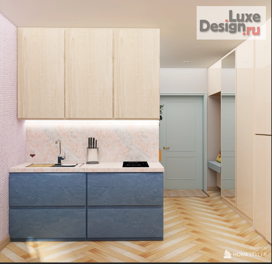 Дизайн интерьера квартиры студии "Студия 25м2 для молодой девушке." (фото 2)