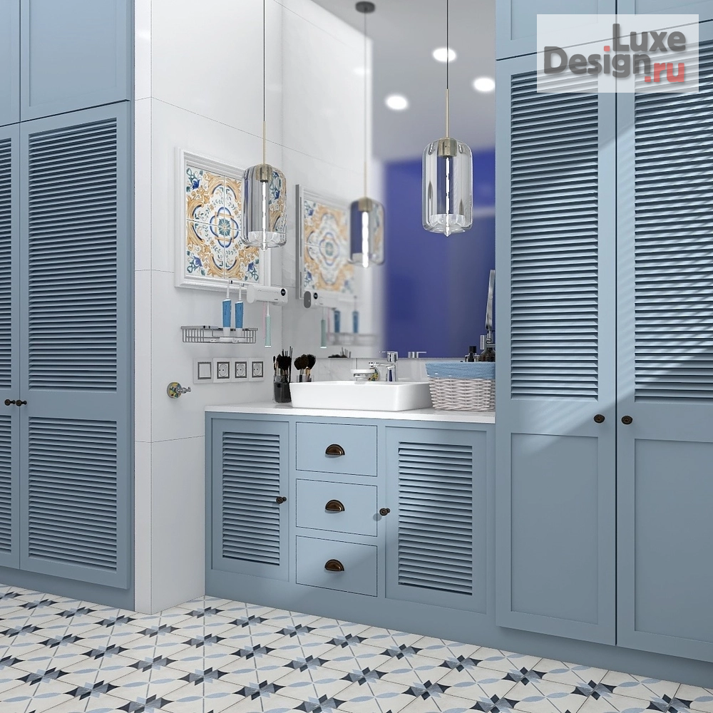 Дизайн интерьера ванной "Ванная комната с нотками средиземноморского побережья" (фото 3)