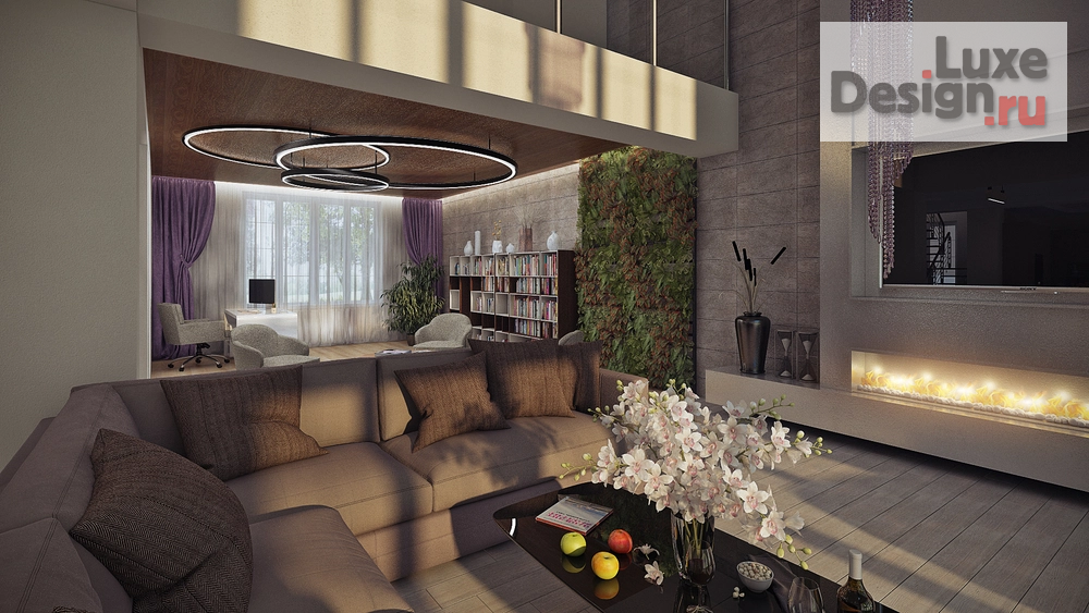 Дизайн интерьера загородного дома "Гостиная в коттедже" (фото 6)