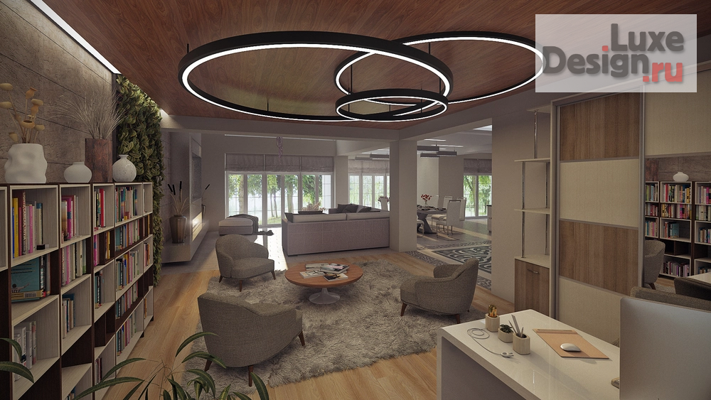 Дизайн интерьера загородного дома "Гостиная в коттедже" (фото 5)