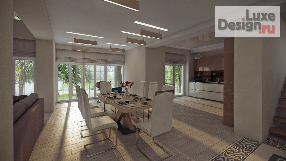 Дизайн интерьера загородного дома "Гостиная в коттедже" (фото 1)