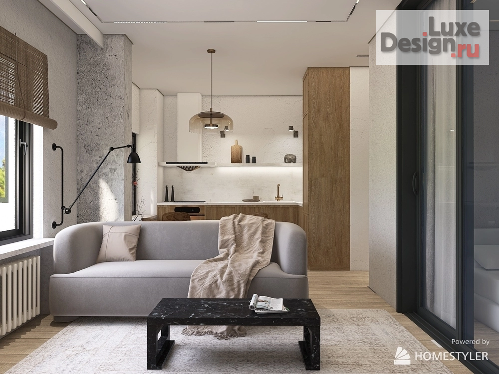 Дизайн интерьера двухкомнатной квартиры "Философия WabiSabi" (фото 3)