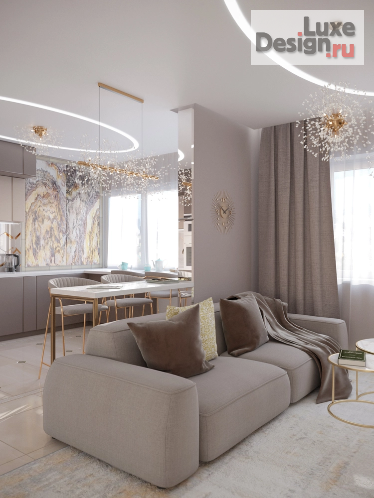 Дизайн интерьера трехкомнатной квартиры "«Кашемировая симфония». Дизайн-проект 3комнатной квартиры" (фото 7)