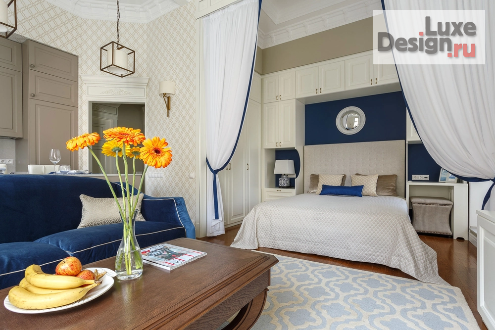 Дизайн интерьера однокомнатной квартиры "Пречистенка" (фото 2) от дизайнера Марковская Ирина Александровна Дизайн интерьера однокомнатной квартиры "Пречистенка" (фото 2)