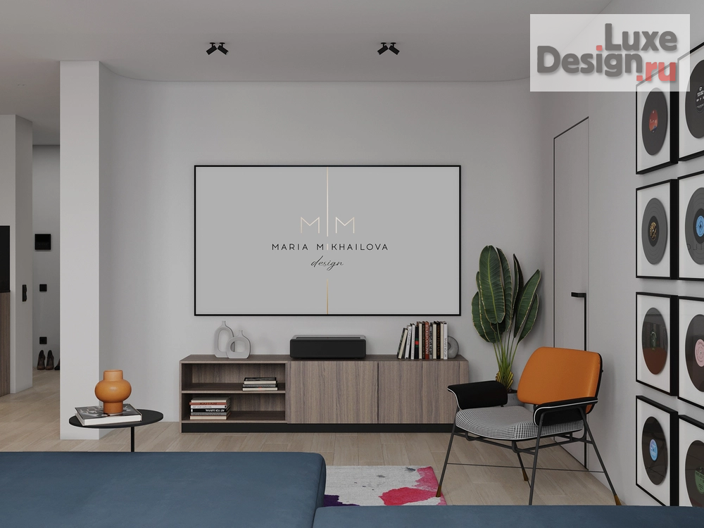 Дизайн интерьера двухкомнатной квартиры "Темный интерьер для девушки " (фото 2)