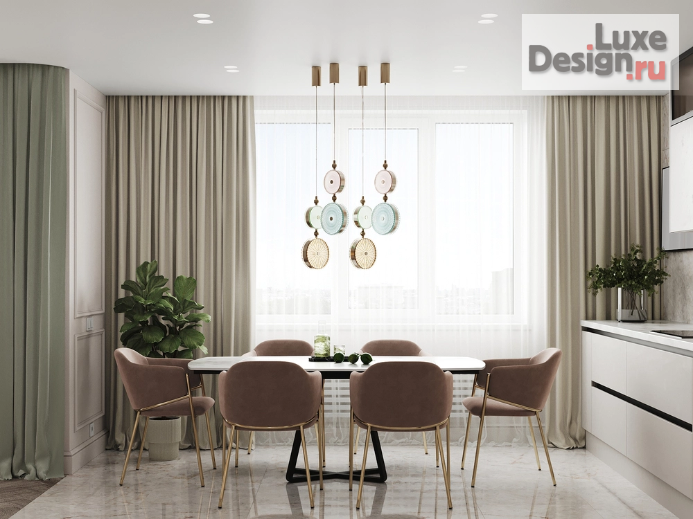 Дизайн интерьера трехкомнатной квартиры "Роскошная неоклассика" (фото 2)