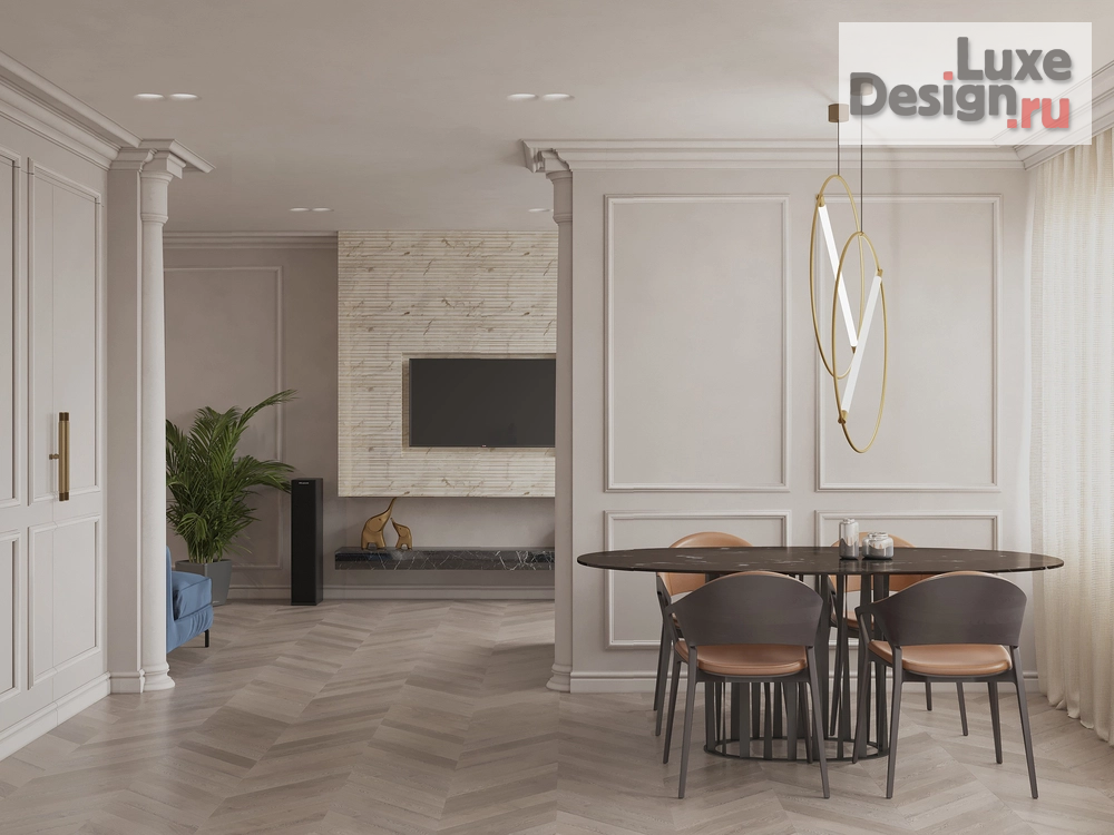 Дизайн интерьера трехкомнатной квартиры "Элегантная квартира в стиле неоклассика" (фото 2)