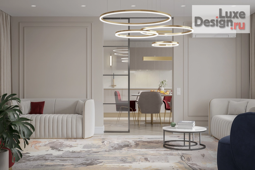 Дизайн интерьера трехкомнатной квартиры "Спокойный интерьер с интересными деталями" (фото 26)