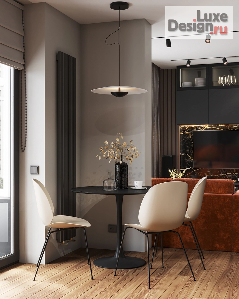 Дизайн интерьера квартиры студии "Мужской интерьер студии в ЖК Видный город" (фото 2)