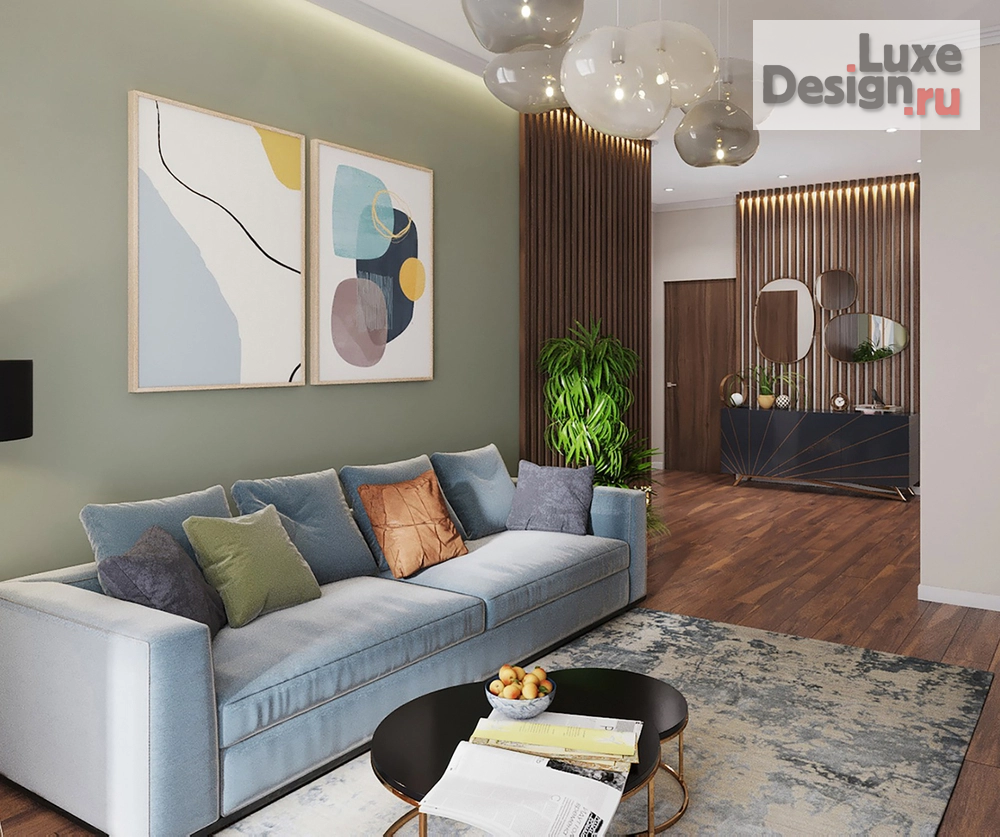 Дизайн интерьера трехкомнатной квартиры "квартира "авокадо" 85 кв. м " (фото 1)