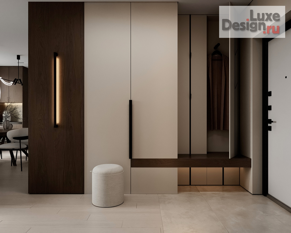 Дизайн интерьера трехкомнатной квартиры "Прихожая/кухня-гостиная" (фото 2)