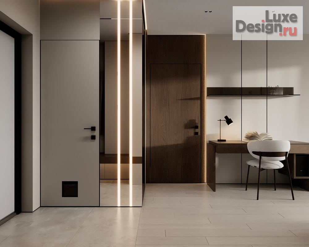 Дизайн интерьера трехкомнатной квартиры "Прихожая/кухня-гостиная" (фото 3)