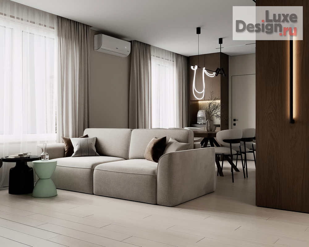 Дизайн интерьера трехкомнатной квартиры "Прихожая/кухня-гостиная" (фото 4)