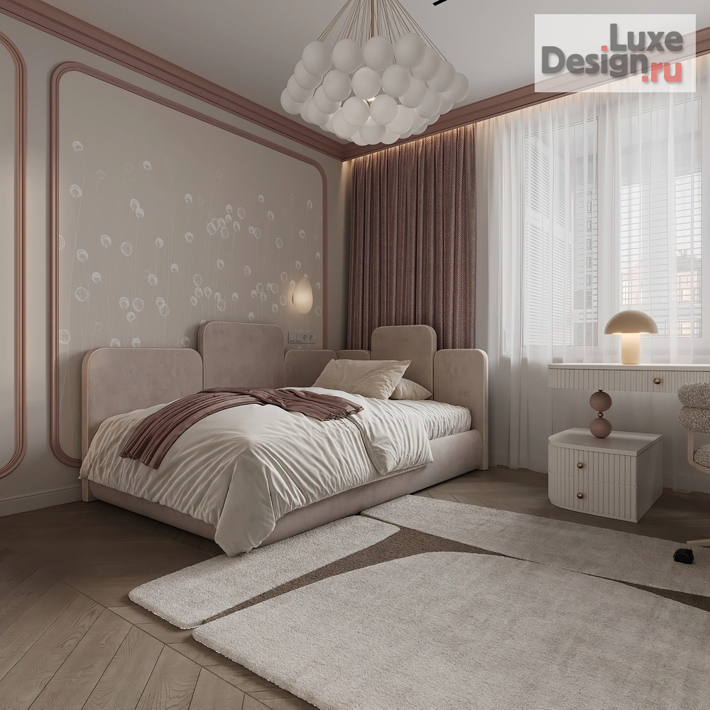 Дизайн интерьера четырехкомнатной квартиры "Зефирная детская г.Москва" (фото 1)