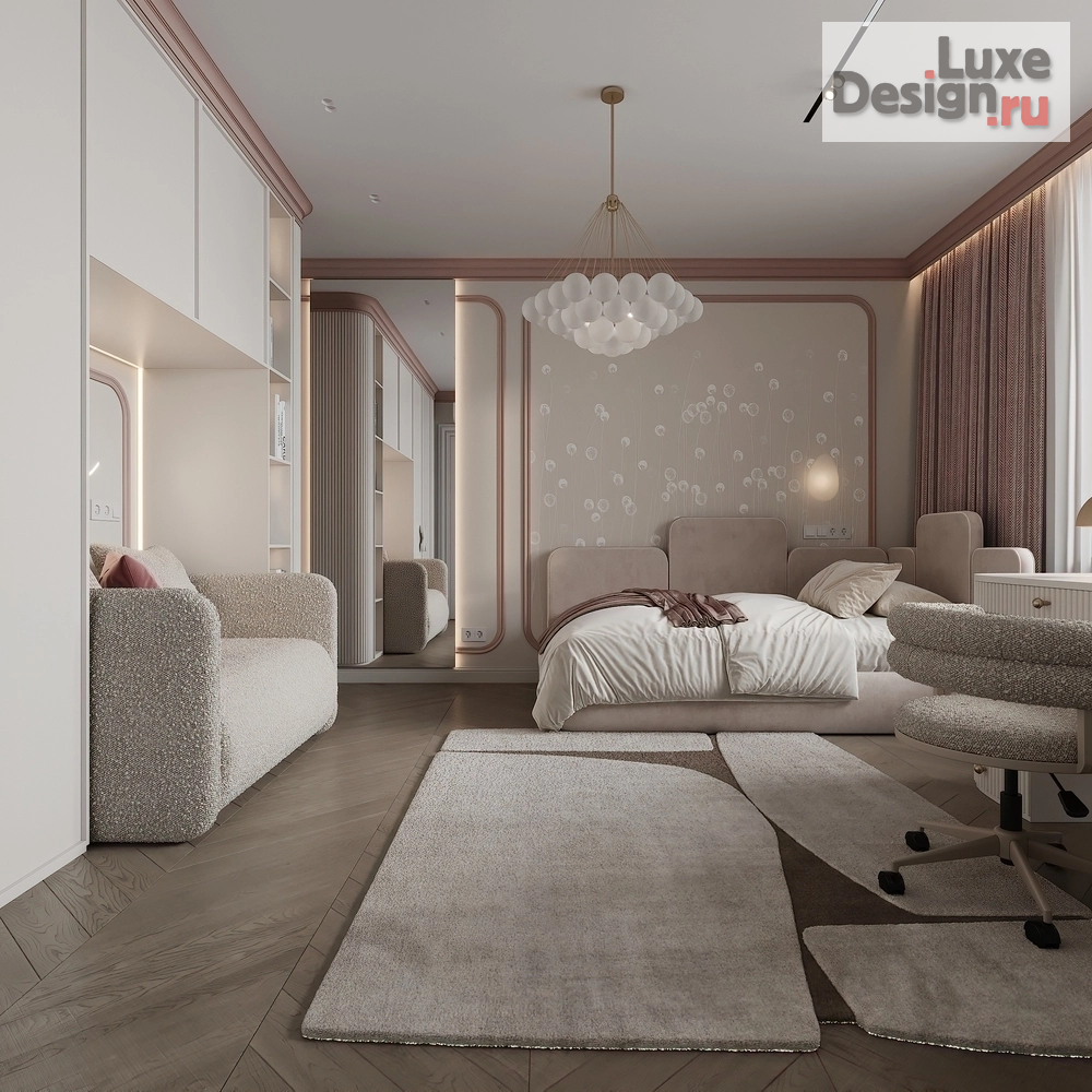 Дизайн интерьера четырехкомнатной квартиры "Зефирная детская г.Москва" (фото 2)