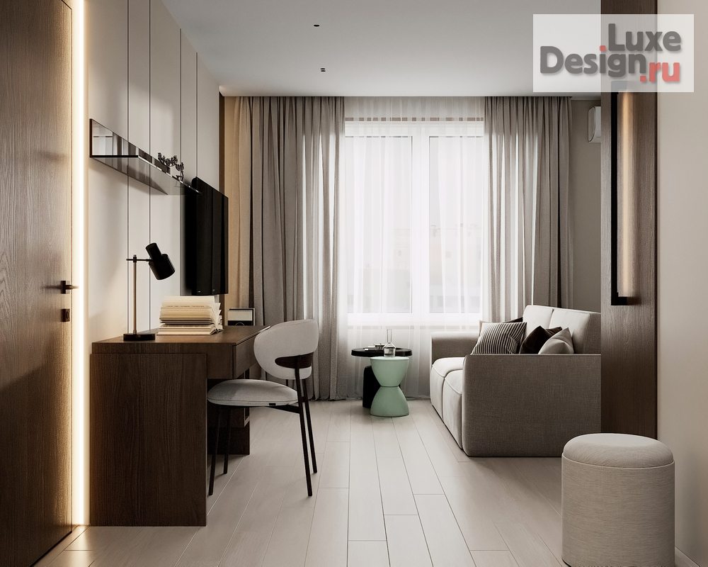 Дизайн интерьера трехкомнатной квартиры "Прихожая/кухня-гостиная" (фото 6)