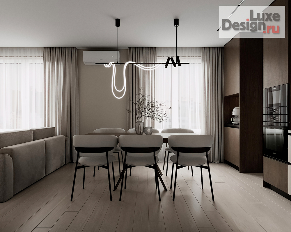 Дизайн интерьера трехкомнатной квартиры "Прихожая/кухня-гостиная" (фото 7)