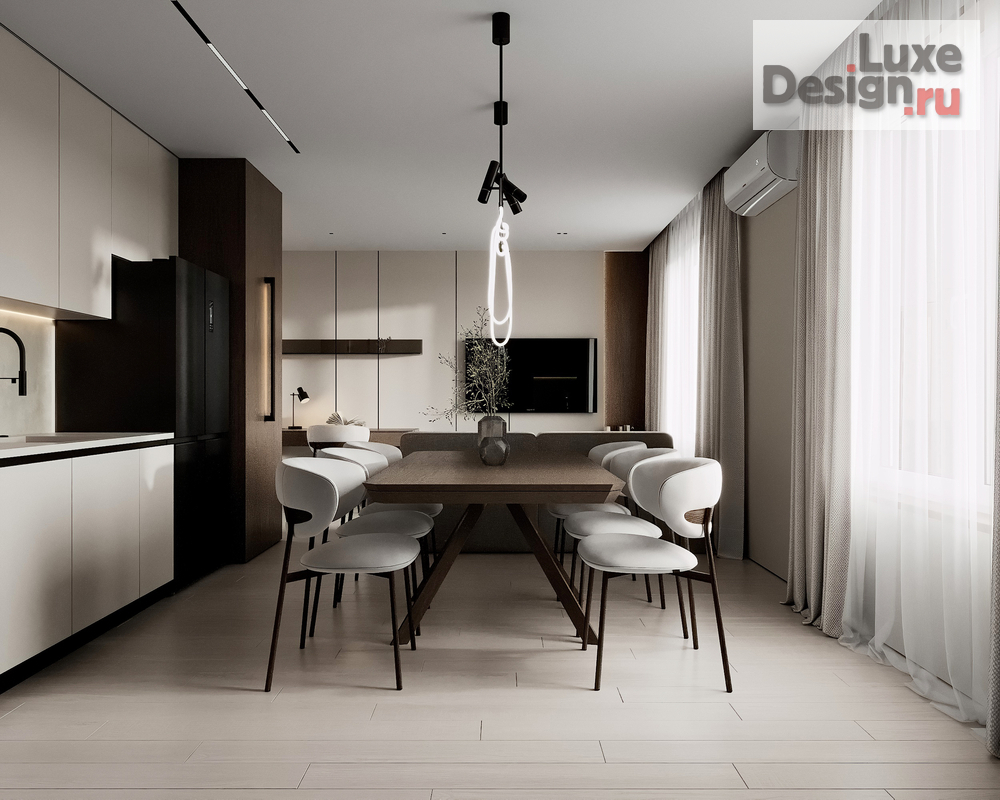 Дизайн интерьера трехкомнатной квартиры "Прихожая/кухня-гостиная" (фото 9)