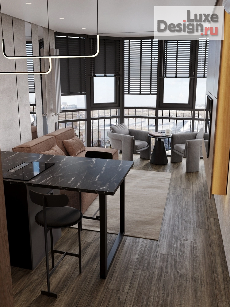 Дизайн интерьера однокомнатной квартиры "С бетонным характером" (фото 5)