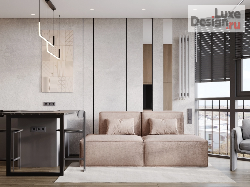 Дизайн интерьера однокомнатной квартиры "С бетонным характером" (фото 2)