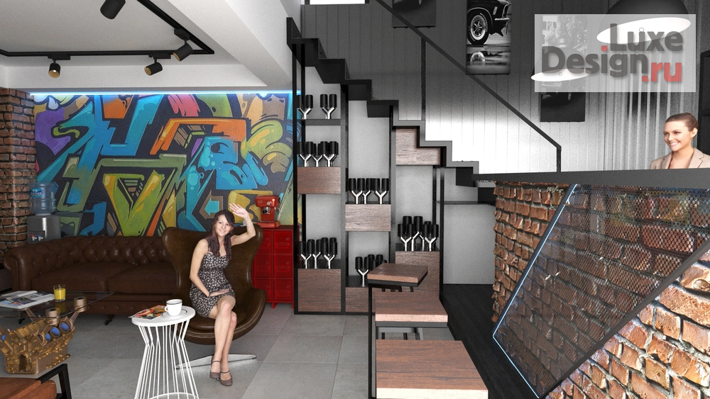 Дизайн интерьера автосалона "Лаундж зона Глушители 32" (фото 19)