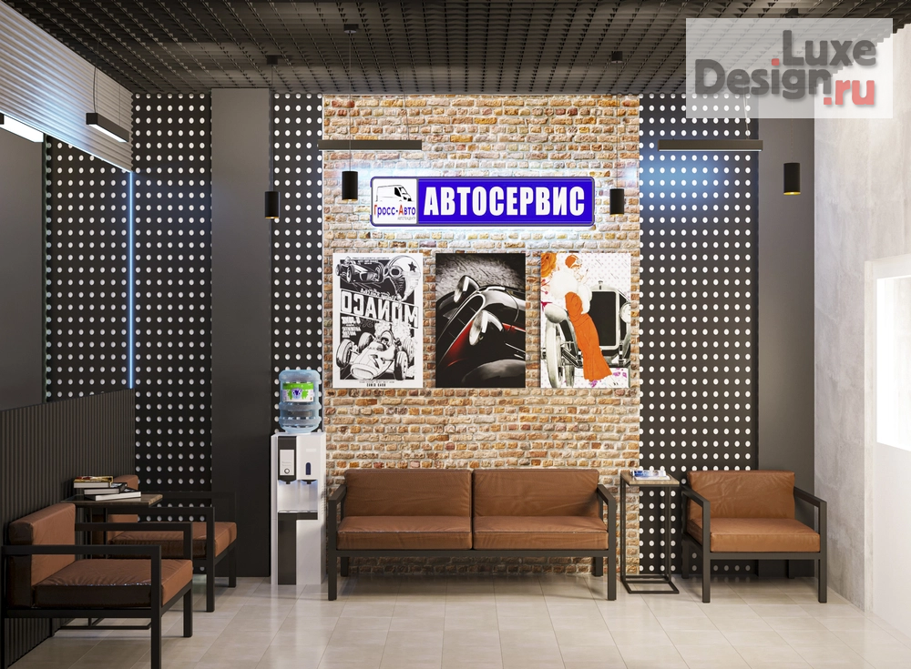 Дизайн интерьера автосалона "Лаунджзона автосервиса ГРОСАВТО" (фото 4)