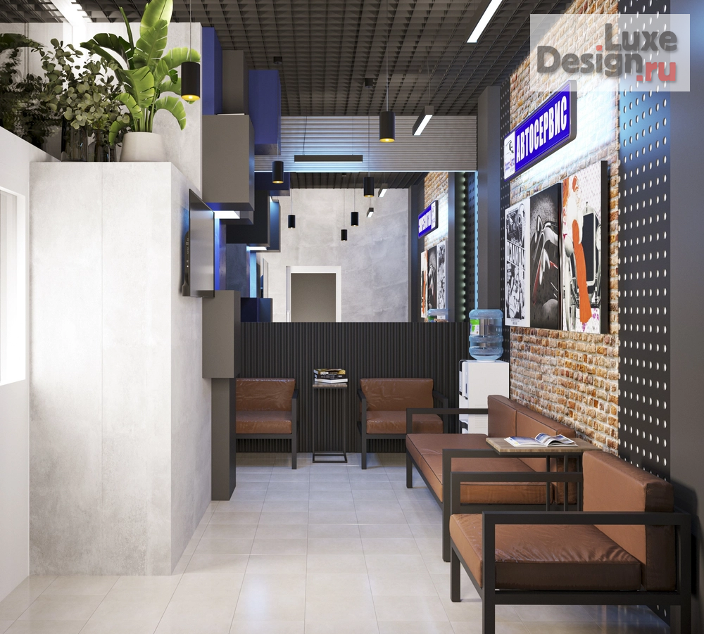 Дизайн интерьера автосалона "Лаунджзона автосервиса ГРОСАВТО" (фото 5)