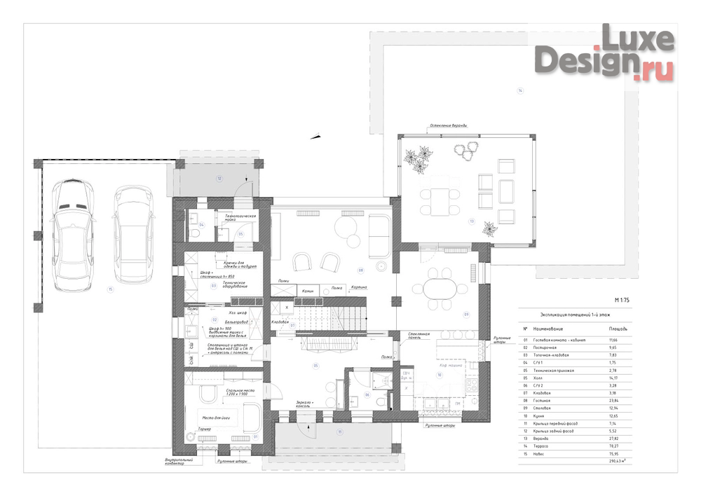 Дизайн интерьера частного дома "Светлый остров спокойствия – Планировочное решение и фасад загородного дома 224 кв. м." (фото 5) от дизайнера Бефус Татьяна Дизайн интерьера частного дома "Светлый остров спокойствия – Планировочное решение и фасад загородного дома 224 кв. м." (фото 5)