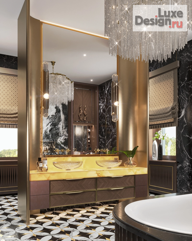 Дизайн интерьера загородного дома "КП Онегино | Мастер ванная " (фото 5)