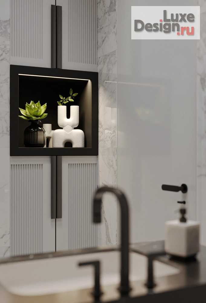 Дизайн интерьера частного дома "КП Афинеево | Дом 2 этажа | Гостевая санузел 1-го этажа" (фото 6)