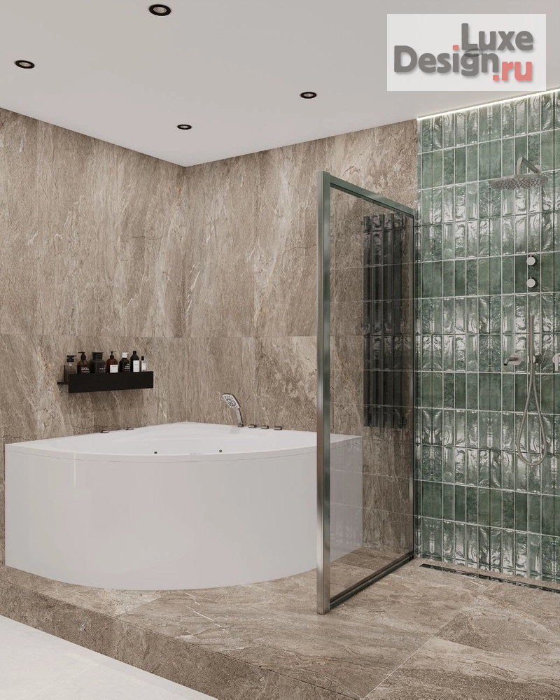 Дизайн интерьера ванной "Проект ванной с зеленым акцентом " (фото 4)