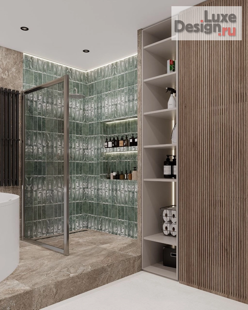 Дизайн интерьера ванной "Проект ванной с зеленым акцентом " (фото 5)