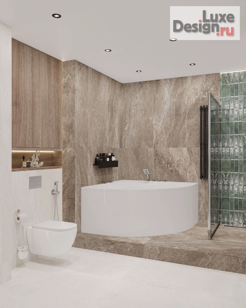 Дизайн интерьера ванной "Проект ванной с зеленым акцентом " (фото 3)