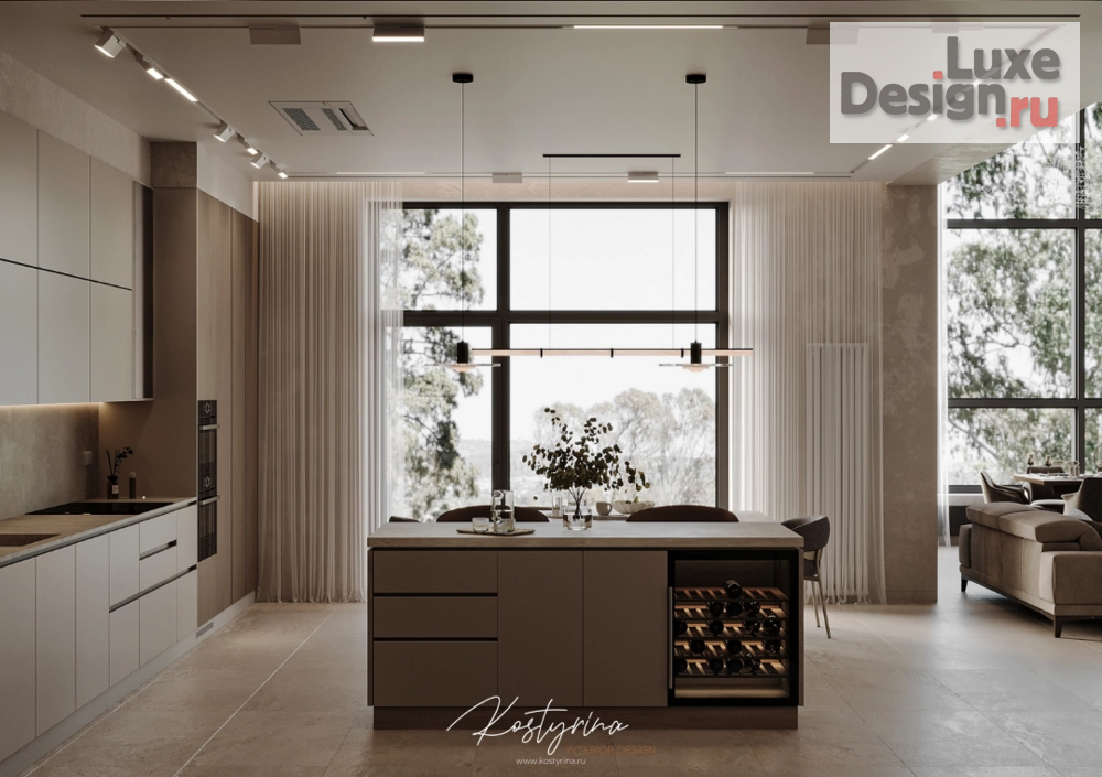 Дизайн интерьера загородного дома "Дизайн-проект частного загородного дома в стиле джапанди, 450 кв.м." (фото 4)