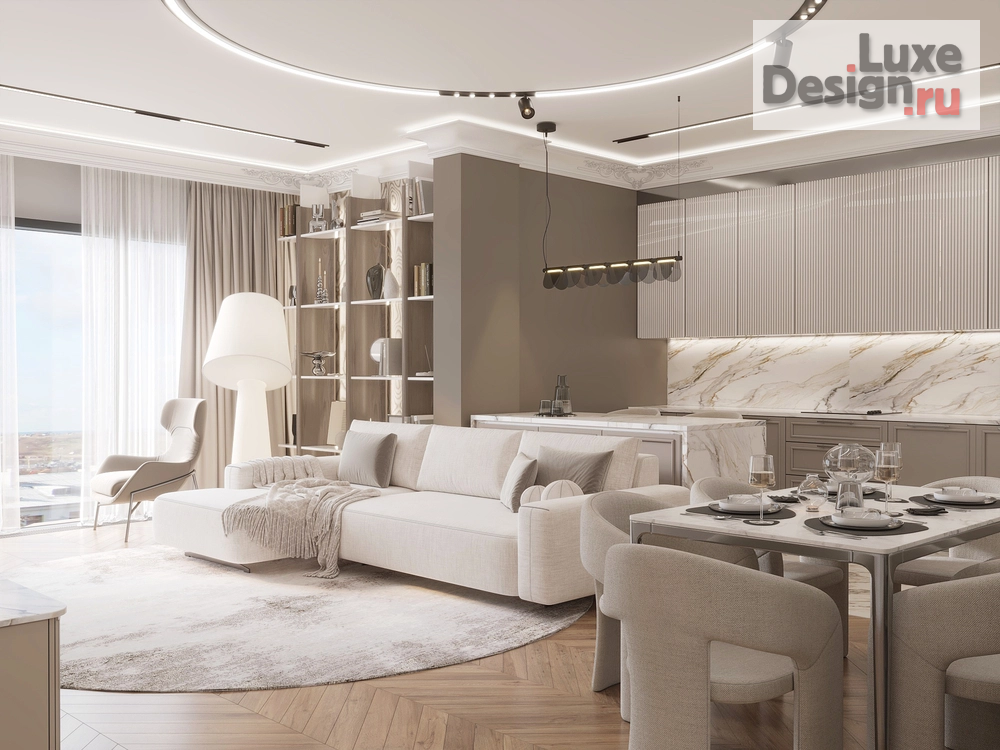 Дизайн интерьера гостиной "Квартира с панорамным видом" (фото 5)