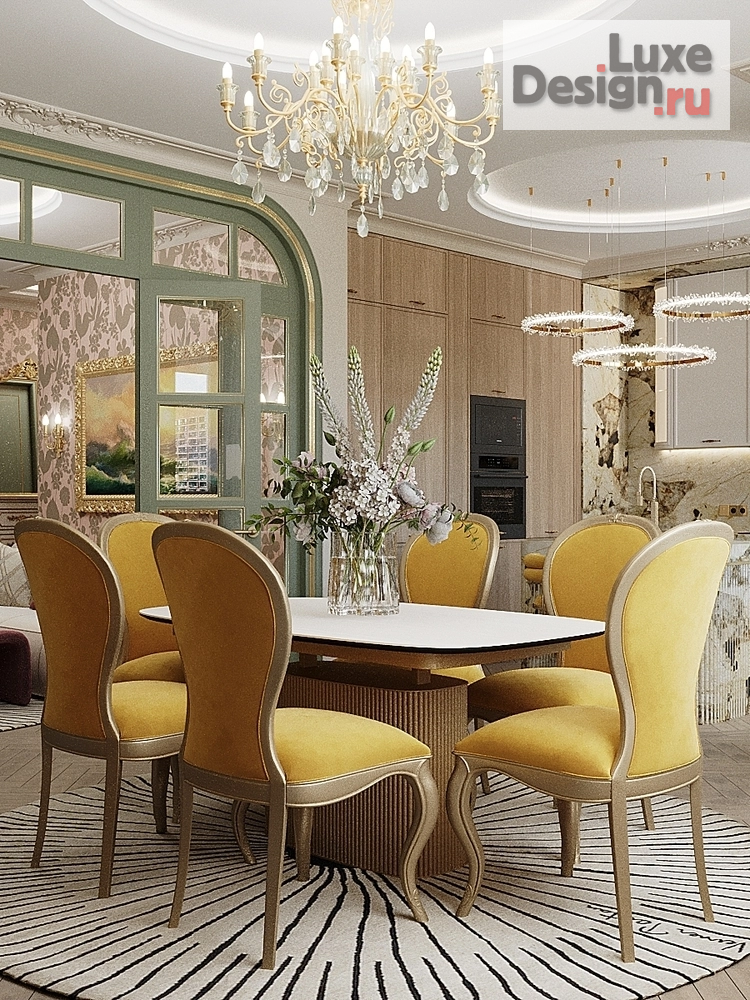 Дизайн интерьера трехкомнатной квартиры "Яркая классика" (фото 4)